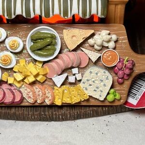 Charcuterie Cheese Board Christmas Resin Ornament Pickles Olives Grapes Eggs